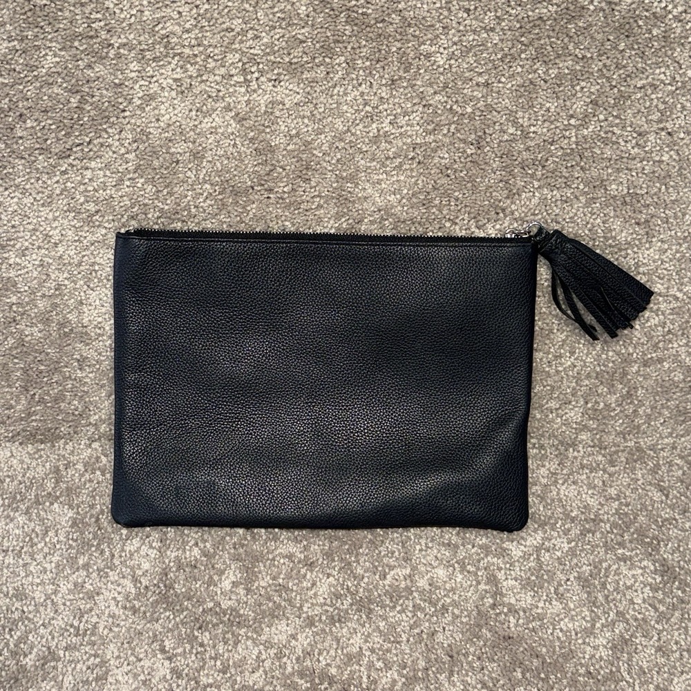 Kate Spade Gia Black Leather Zip Clutch Pouch 7x10 - Picture 2 of 4